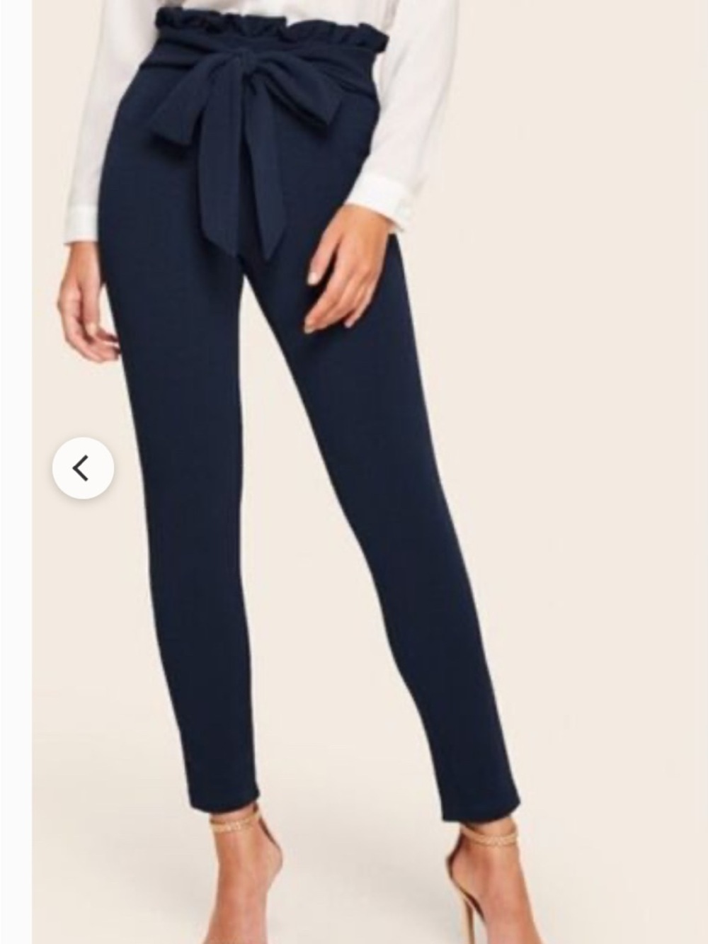 Express Paperbag Belted Ankle High Waist Trouser Navy Blue Size 12R
